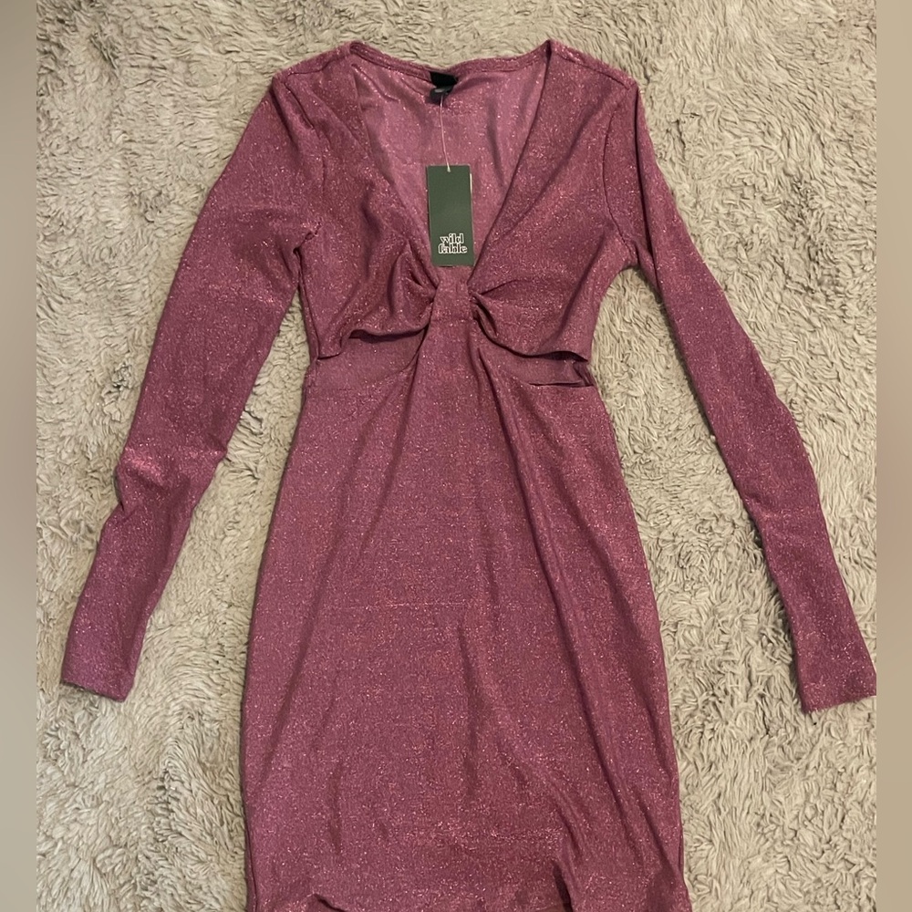 Cutout sparkle purple party dress